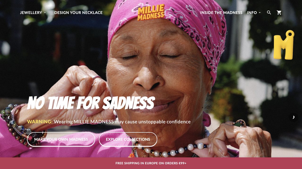 Homepage van Millie Madness